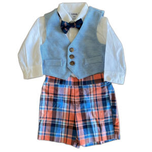 NWT IZOD Vest & Plaid Shorts Outfit Boys' 3-6 Months